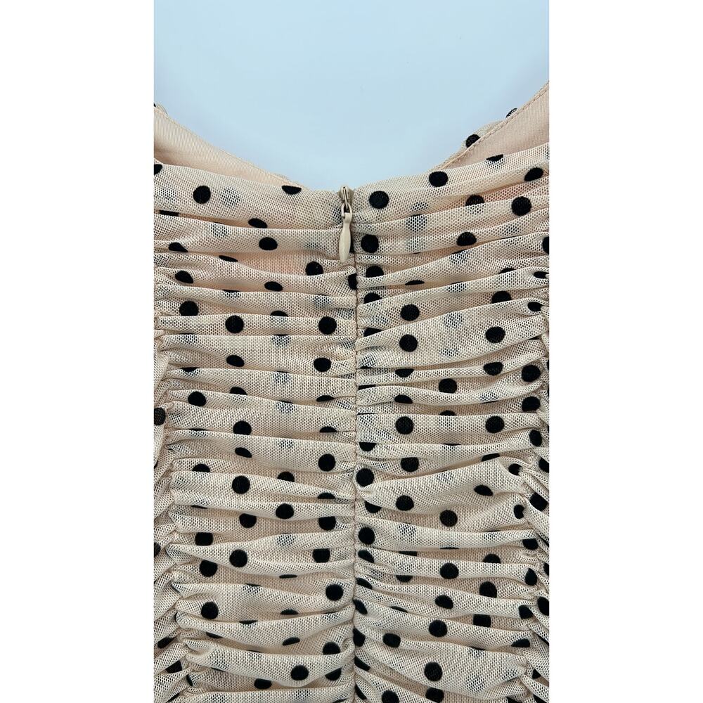 Re:named Bodycon Ruched Polka Dot Mini NYE Holiday Dress Nude Black Size Small - Picture 3 of 9